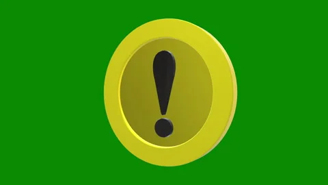 Animated bright yellow exclamation mark warning sign on a green background Stock Footage 324026299