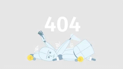 Animated broken down robot 404 error Stock Footage 236089155