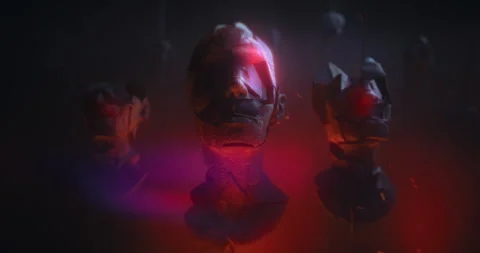 Animated broken face in hell Stock Footage 255683586