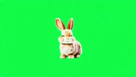 Animated brown bunny isolate on green screen. Stock Footage 282994835