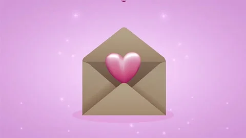Animated brown envelope with a bouncing pink heart, symbolizing love messag.. Stock-Footage 339045400