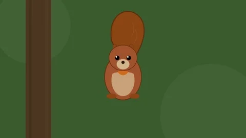 Animated Brown Squirrel Holding Acorn with Twitching Tail and Nibbling Moti.. Видео 346202135
