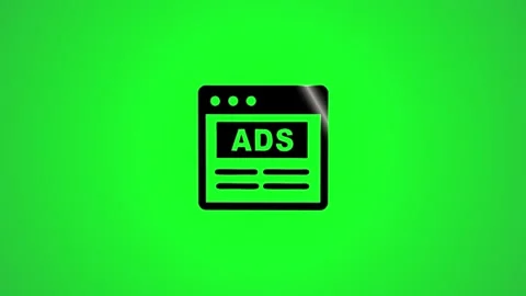 Animated browser window displaying ads icon with glow effect on green scree.. Stock Footage 346496558