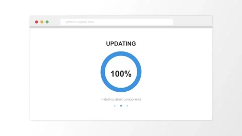 Animated browser window showing software update progress bar Stock Footage 347037645