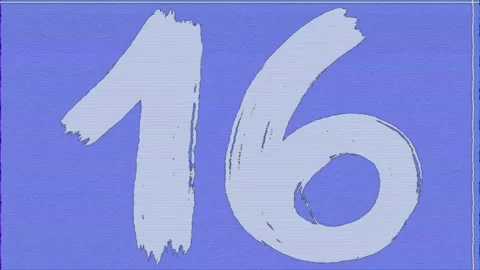 Animated Brush Stroke Numbers Flickering on Blue Textured Background Stock Footage 341406164