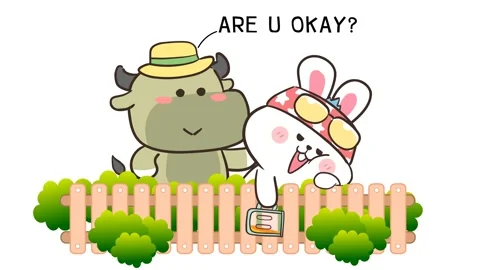 Animated Buffalo Asks a Drunk Rabbit If It's Okay White Background Stock Footage 282782502