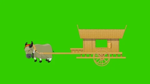 Animated Buffalo Pulling a Cart Stock Footage 278342195