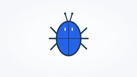 Animated bug icon debug pest, horizontal 16:9 seamless loop HD motion graphics Video stock 345160379