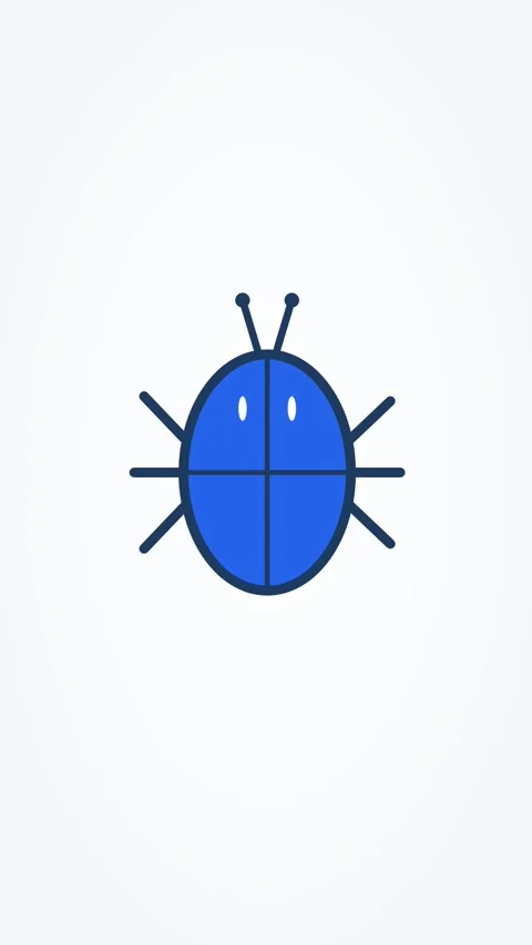 Animated bug icon debug pest, vertical 9:16 seamless loop HD motion graphics Video stock 345160389