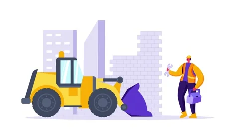 Animated Building Construction Scene 4K Stock Footage 171798505