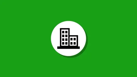 Animated building icon on green screen background representing corporate of.. Stock Footage 327762807