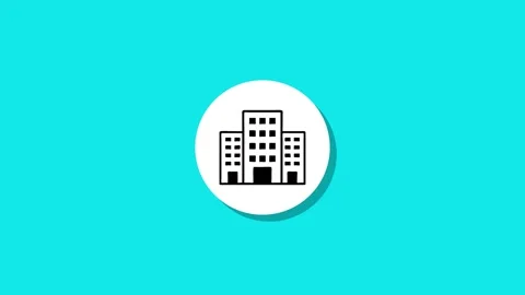 Animated building icon representing corporate or business structures in mot.. Stock Footage 327762810