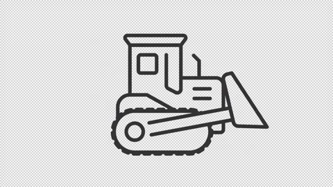 Animated bulldozer line icon Stock Footage 321856170