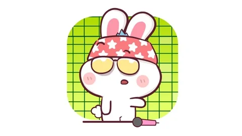 Animated Bunny Dropping Microphone While Singing - White Background Stock Footage 282786130