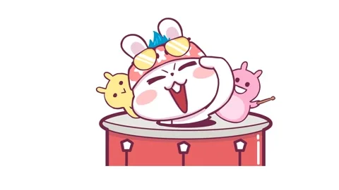 Animated Bunny with Drum White Background Stock Footage 282779347