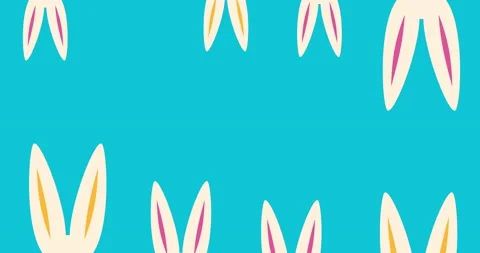 Animated bunny ears on blue background. Festive Easter animation. T 4K Stock Footage 235565676