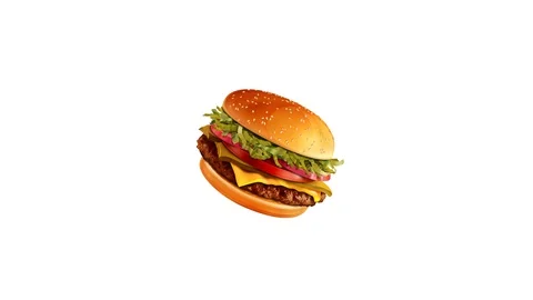 Animated Burger on white background. Logo. Stop motion animation. 4K Stock Footage 129802662