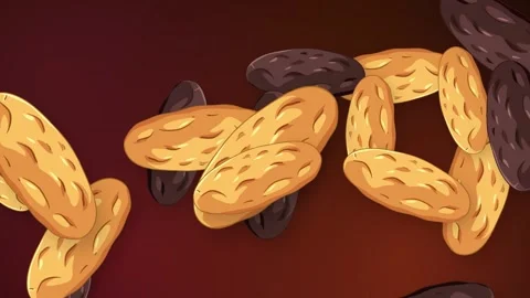 Animated Burst of Floating Mixed Grain and Chocolate Biscuits Stock Footage 345705216