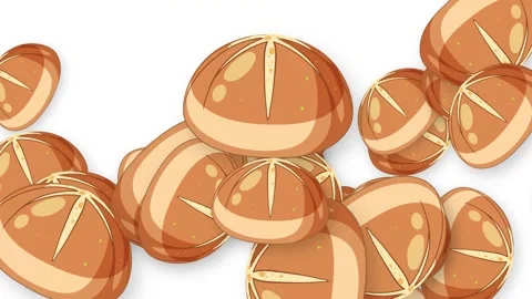 Animated Burst of Fresh Bakery Bread Rolls on White Background Video stock 344831563