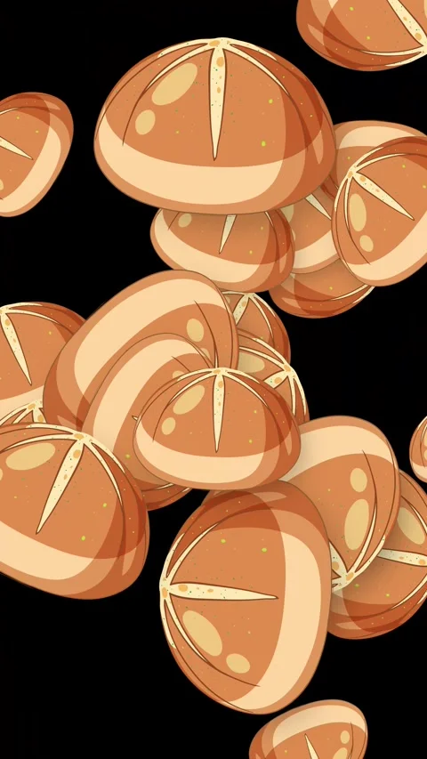 Animated Burst of Fresh Bakery Bread Rolls on Black Background Stock Footage 346571344