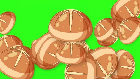 Animated Bursting Bakery Bread Rolls on Green Screen Background Stock Footage 345293984