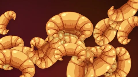 Animated Bursting Croissants Background with Dynamic Motion and Mesh Texture Stock Footage 344835091