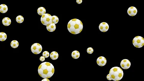 Animated bursting soccer balls with white-yellow material Stock Footage 81872553