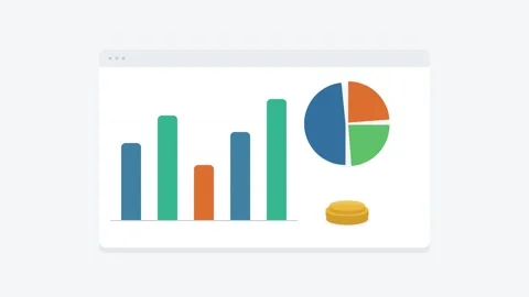 Animated business analytics dashboard with bar chart, pie chart, and growin.. Vidéo 344860272