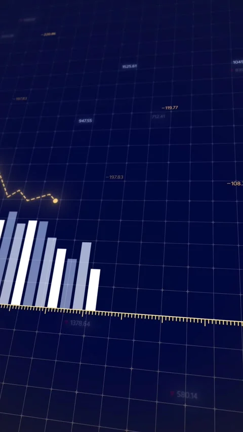 Animated business bar graph chart showing decline, economic crisis, financial Stock Footage 302216468