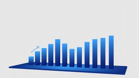 Animated business chart bars, 3d growth chart 12 bar with line arrow Stock Footage 302742603