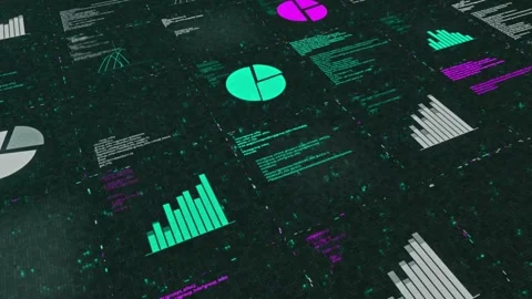 Animated Business Charts and Data Tables Digital Analytics Interface Видео 334563085