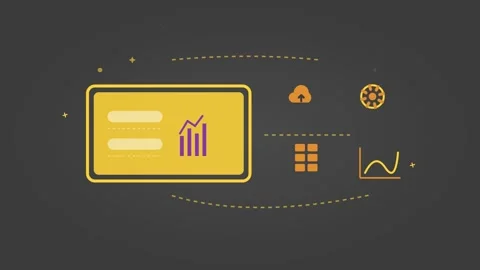 Animated Business Dashboard with Growth Chart and Data Icons Stockbeeldmateriaal 342599270