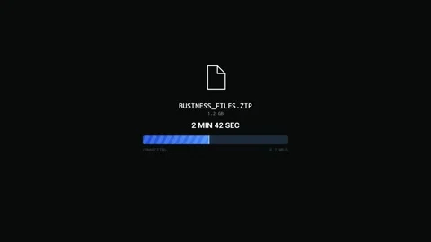 Animated business files extraction with blue progress bar in black background Stock Footage 346502333