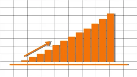 Animated business graph chart with upward trend on grid line background video Stock Footage 292362483