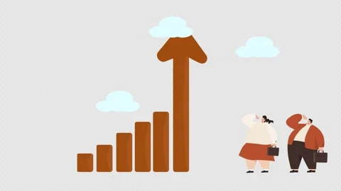 Animated business growth chart with professionals observing upward trend Stock Footage 346029248