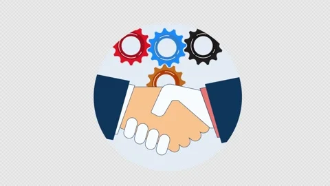 Animated Business Handshake with Interlocking Gears Concept Stock Footage 311873561