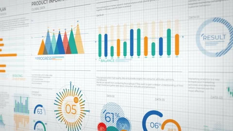 Animated business infographics with different types of data Stock Footage 335887617