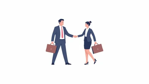 Animated Business People Handshake Vector Illustration Stock Footage 340263152