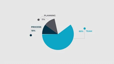 Animated Business Pie Chart with Team Research Planning and Process Data Stock Footage 339355184
