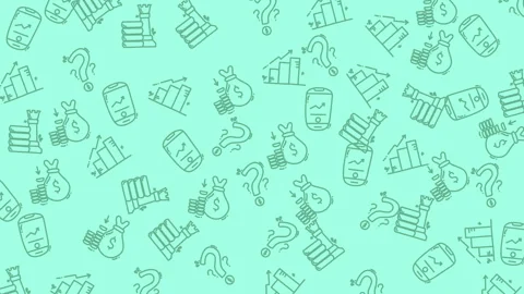 Animated Business Strategy Doodle Pattern. Seamless Loop with Scrolling Fin.. Video stock 319713756