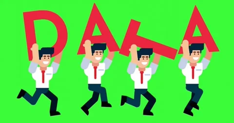 Animated Businessmen Running with Data Text on Green Screen Background Vídeos de archivo 311675011