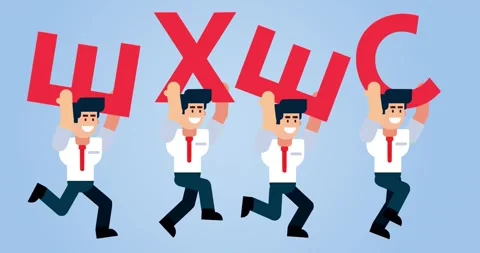 Animated Businessmen Running with Exec Text Concept on Blue Background Vídeos de archivo 312836007