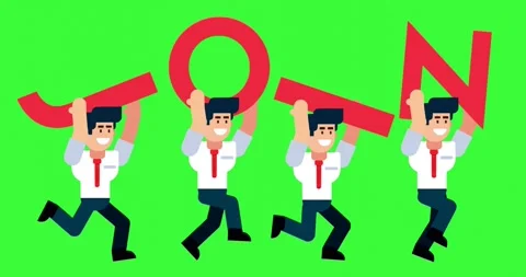 Animated Businessmen Running with Join Text Concept on Green Screen Background Stock Footage 312767984