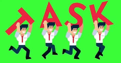 Animated businessmen running with task letters on green screen background Stock Footage 310812357