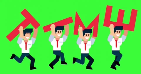 Animated Businessmen Running with TIME Text on Green Screen Background 库存影片 311511155