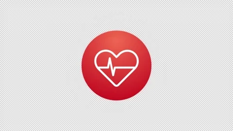 Animated button with icon. Heartbeat in heart shape symbol. Stock Footage 306122196