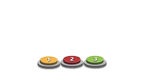 Animated buttons 1 to 3 with different colors Stock Footage 313855674