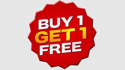 Animated Buy 1 Get 1 Free Red Starburst Promotion Stock Footage 330995398