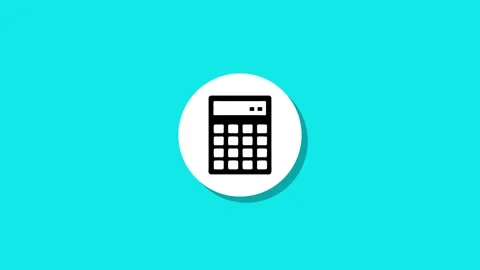 Animated calculator icon appearing on a bright cyan background with soft sh.. Stock Footage 327762842