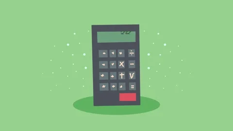 Animated calculator with numbers appearing on its screen and small sparklin.. Stock Footage 333290226